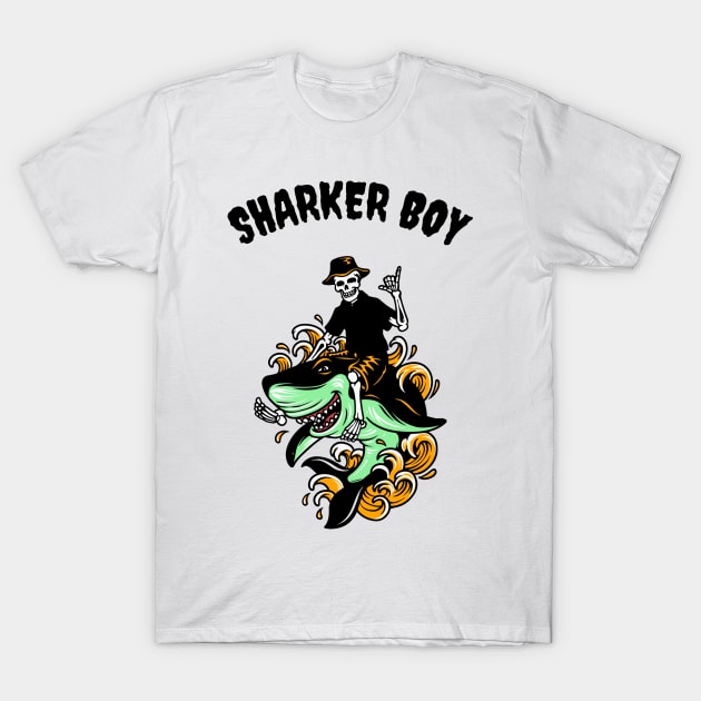 Sharker Boy Cool Shark T-Shirt by Mrkedi